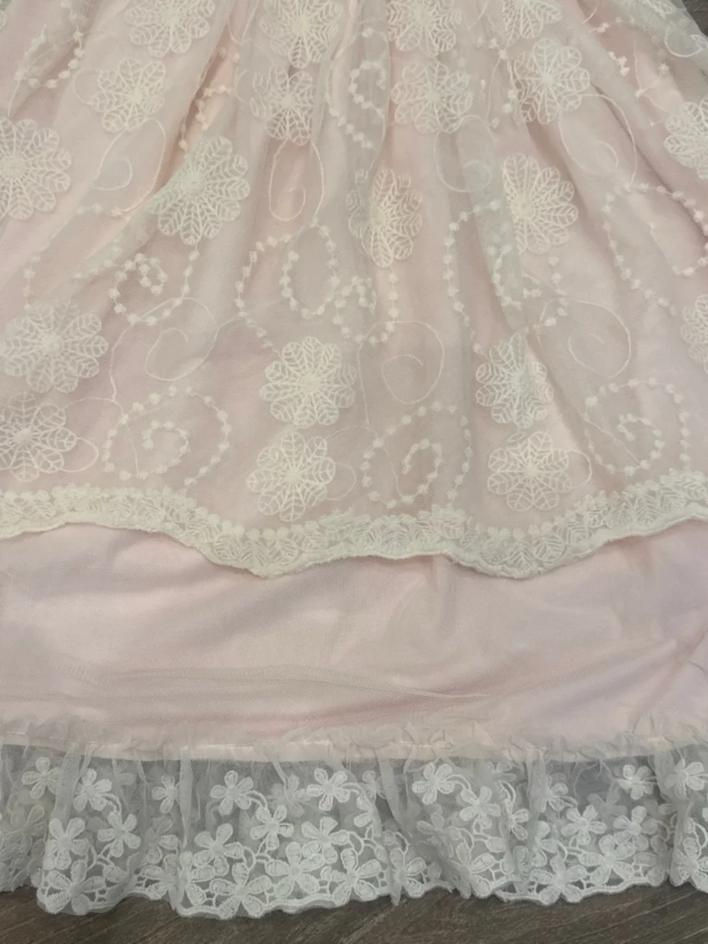 Girls' Pink Lace Overlay Party Dress